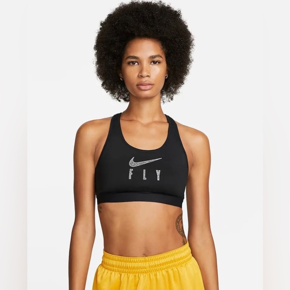 Nike Swoosh FLY Non-Padded Sports Bra DQ5033-010 Black Size XXL Cup Size A-B - Picture 1 of 15